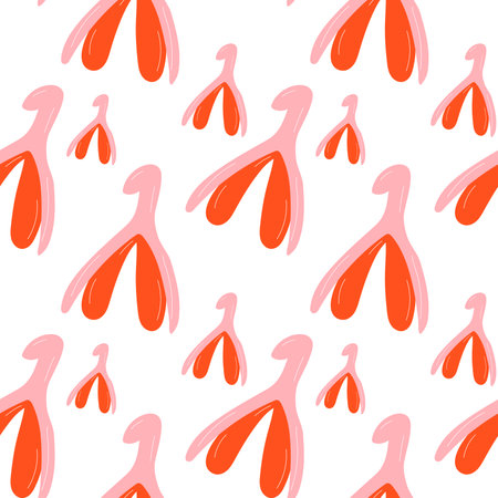 Vector seamless pattern with clitoris. Clitoral glans.Feminism theme and female genital organs. Cartoon style.のイラスト素材