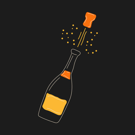 Champagne bottle. vector in cartoon style. All elements are isolatedのイラスト素材