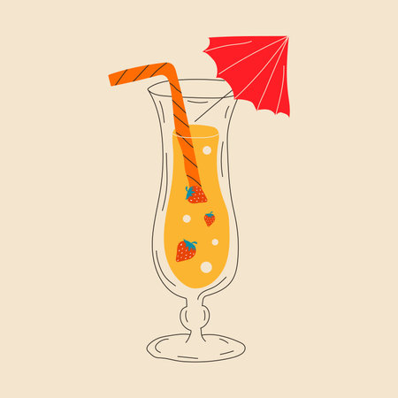 Cocktail alcoholic with strawberries. All elements are isolatedのイラスト素材