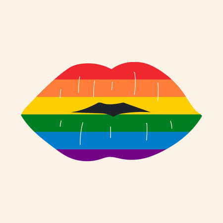 Lgbt pride sign in vector format. rainbow lips. Kiss illustration.のイラスト素材