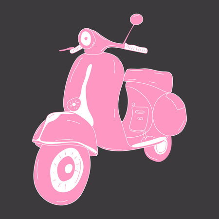 Scooter vintage motorcycle with pink color. vector illustratorのイラスト素材