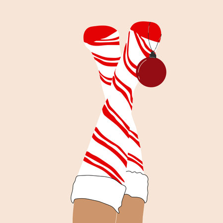 Santa woman legs with christmas ballのイラスト素材
