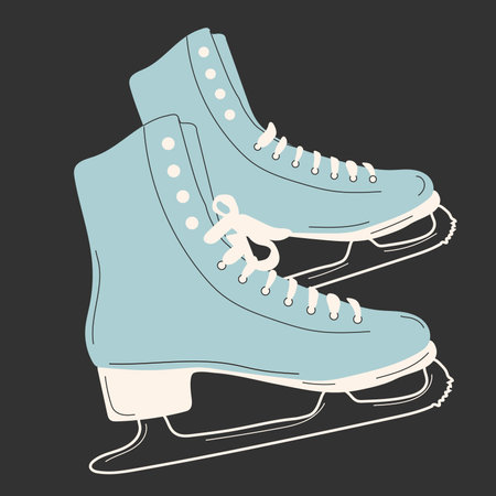Ice skates for figure skating in winter. Outdoor skating rink. winter sports. vector illustrationのイラスト素材