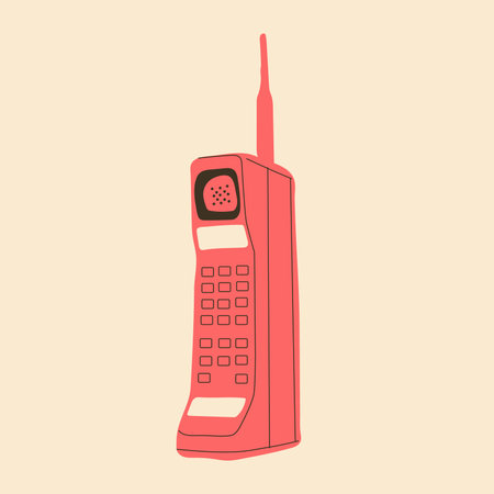 Old phone with antenna.Vector in cartoon style. All elements are isolatedのイラスト素材