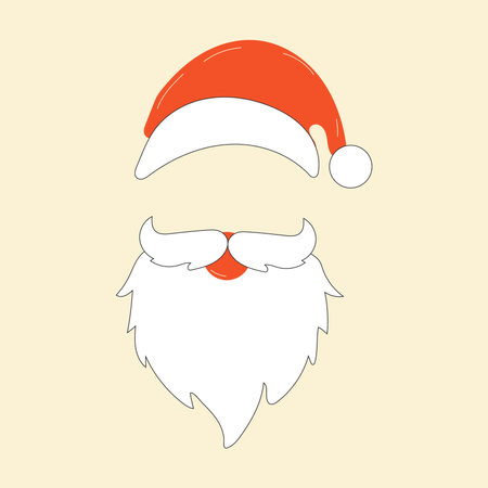 The face of a cute Santa Claus .Vector in cartoon style. All elements are isolatedのイラスト素材