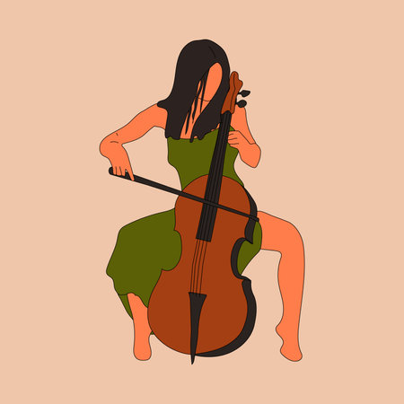 The girl plays the cello. young women. cello.のイラスト素材
