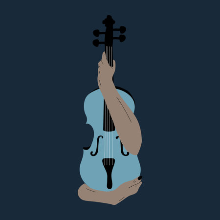 Poster idea for music event, with symbols of the violin instrument. Banner, flyer, invitation, ticket or advertising banner with abstract violin. Flat vector illustration. hand draのイラスト素材