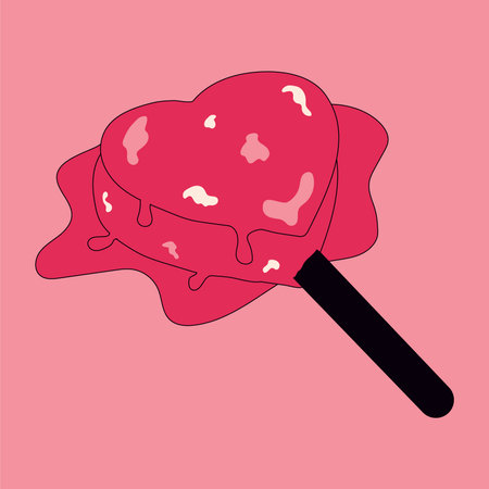 Heart shaped lollipop. Valentine day sweet. hand drawn vector illustration. cartoon style.のイラスト素材