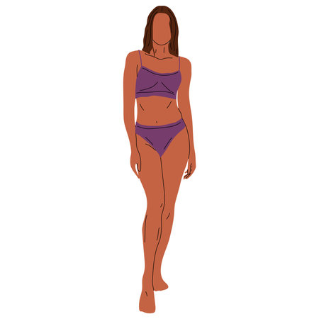 Young beautiful slim woman in underwear in full growth posing isolated background. vectorのイラスト素材