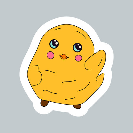 Easter kawaii cute chicks sticker, Happy easter sticker chickenのイラスト素材