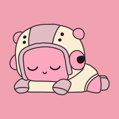 robot. Cute artificial robotic character sleeps. Hand drawn vector illustration. Futuristic retro androids. cartoon style. Isolated design elements.のイラスト素材