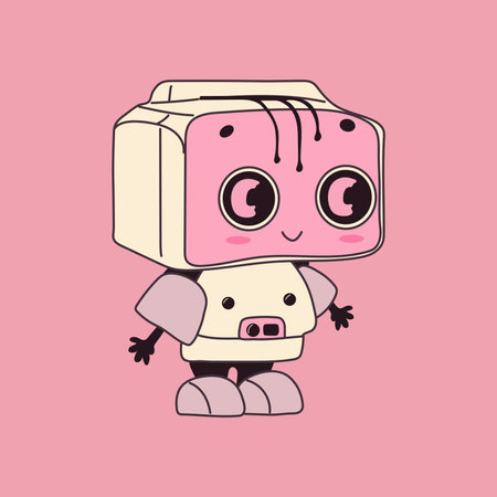 robot. Cute robotic character. Hand drawn vector illustration. Futuristic retro androids. cartoon style. Isolated design elements.のイラスト素材