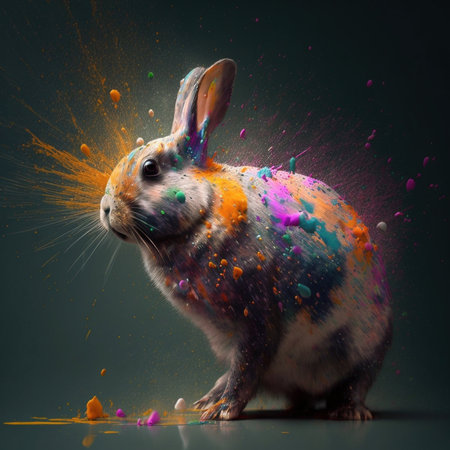 Happy Easter Bunny. Generative AI.の素材