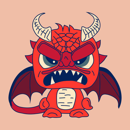 Vector Stock Illustration isolated Emoji character cartoon dragon dinosaur angry sticker emoticon for site, info graphics, video, animation, websites, mail, newsletters, reports,のイラスト素材