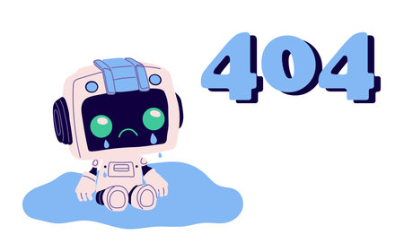 404 error page design. Web site problem, failure, website access denied concept. Unavailable webpage, inaccessible network mistake. Flat graphic vector illustration isolated on whiのイラスト素材