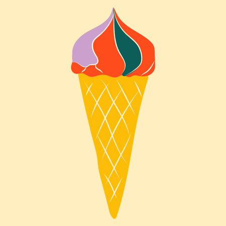 Ice cream in bright cartoon style. Ice Cream flat vector in nice colors isolated on white background.のイラスト素材
