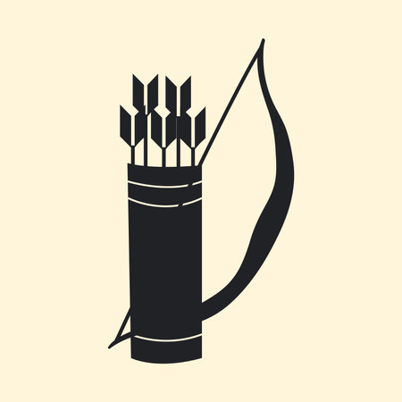 Bow and arrow doodle. Hand-drawn arbalest and string,romantic love sign.Sketch, minimalism design.Vector illustrationのイラスト素材