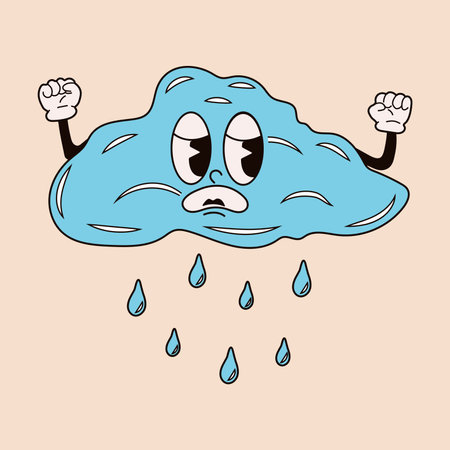 Cute happy funny cloud 30s cartoon mascot character 40s, 50s, 60s old animation style.のイラスト素材