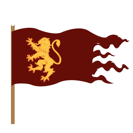 Lion vector flag. Vintage design heraldic symbols and elementsのイラスト素材