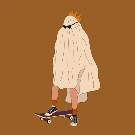 People in Halloween costume. ghost. Flat design style vector illustration.のイラスト素材
