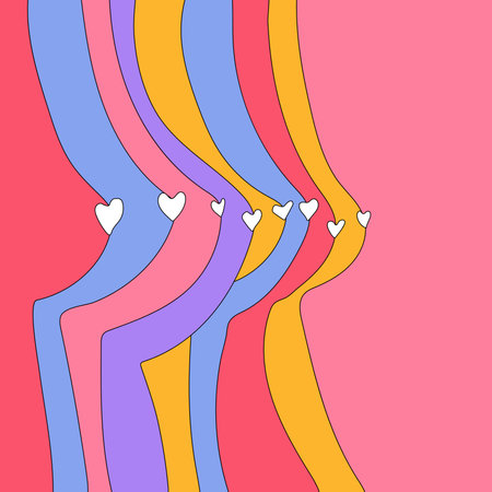 Colorful illustrations of breasts. October is Cancer Awareness Month.のイラスト素材