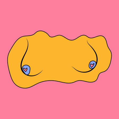Hand drawn woman breast. Colorful illustrations of breasts. vector illustrationのイラスト素材