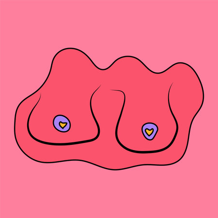 Hand drawn woman breast. Colorful illustrations of breasts. vector illustrationのイラスト素材
