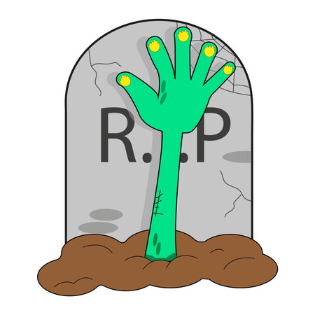 Zombie hand on the grave. vector illustration. All elements are isolatedのイラスト素材