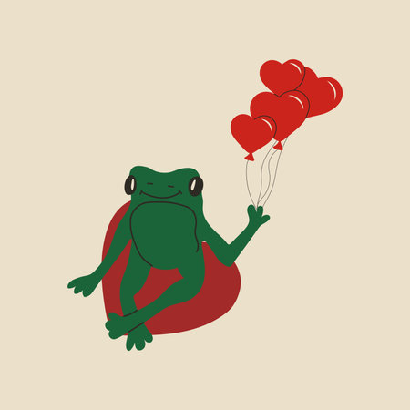 Cute frog with valentines decorations. Vector illustration.のイラスト素材