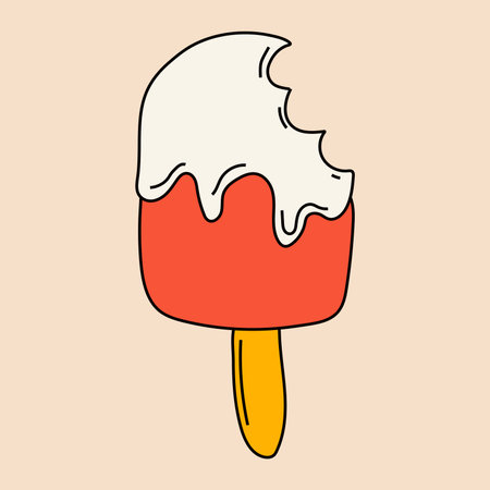 Ice cream depicted in a vibrant cartoon style. Flat vector illustration of ice cream in appealing colors, isolated on a light backgroundのイラスト素材