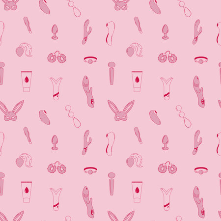 Seamless pattern Set of sex toys. Vector illustration. Hand drawnのイラスト素材