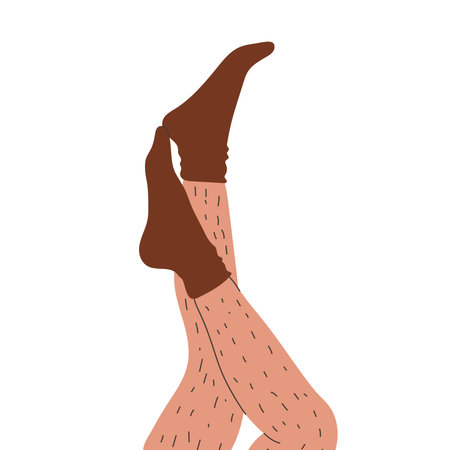 Female unshaved hairy legs in socks.のイラスト素材