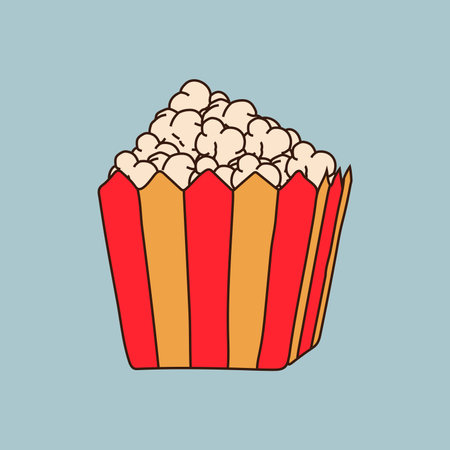 Popcorn. Isolated on background. Cinema icon in flat styleのイラスト素材