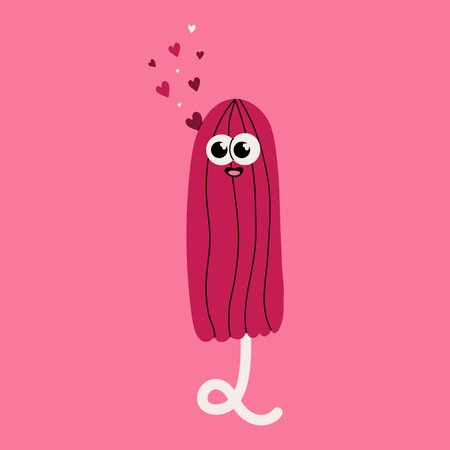 Feminine Hygiene Character. Cute Tampon Surrounded by Heartsのイラスト素材