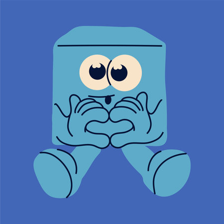 Cute Ice Cube Character Making a Heart with Handsのイラスト素材