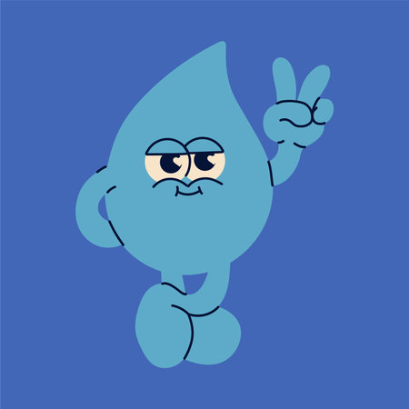 Adorable Water Drop Mascot with Big Eyesのイラスト素材