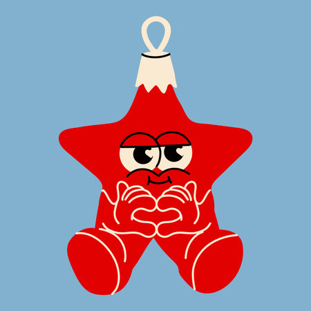 Cute Star Christmas Ornament Character Making Heart Gestureのイラスト素材
