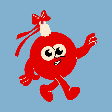 Walking Christmas Ball Decoration with Bowのイラスト素材