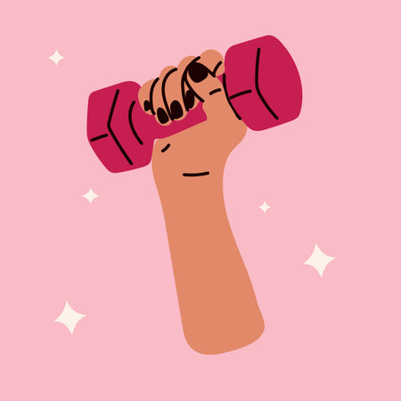 Fitness Hand Holding Dumbbell with Pink Detailsのイラスト素材