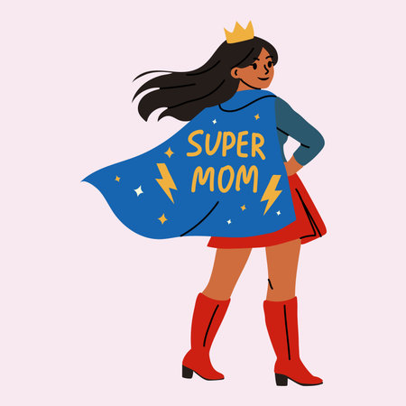 Empowered Super Mom Superhero Woman Illustration
