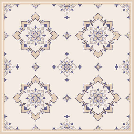 Violet seamless texture on a beige Background. Wall-paper. Geometric ornament. Vector illustration.