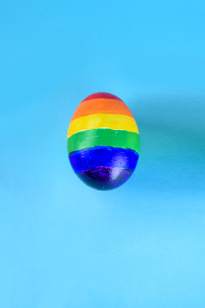 World Record Lgbt Egg. Lgbt rights concept, EGG painted like a LGBT flag.