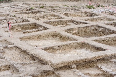 Archaeological excavations dig background. Old City in Israel.の写真素材