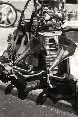 Old gramophone for sale at a flea market.の写真素材
