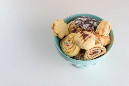 Top view of many traditional Moroccan sweets pastry.Homemade.の写真素材