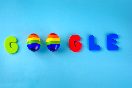 Tel-Aviv, Israel - JULY 21, 2018: Google - word composed of colored letters and two rainbow color...