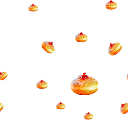 Pattern of tasty fresh donuts on white background.の写真素材