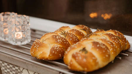 Freshly baked bread. Handmade white loaf of bread, bakery concept, homemade food, healthy eating....