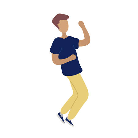 Young dancing tiny stylish man.Vector flat modern beauty style illustration icon design. Isolated on white background. Dancing man, dance, party people concept, dancer, male characterのイラスト素材
