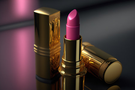 open pink lipstick on a studio background. Generative AIの素材